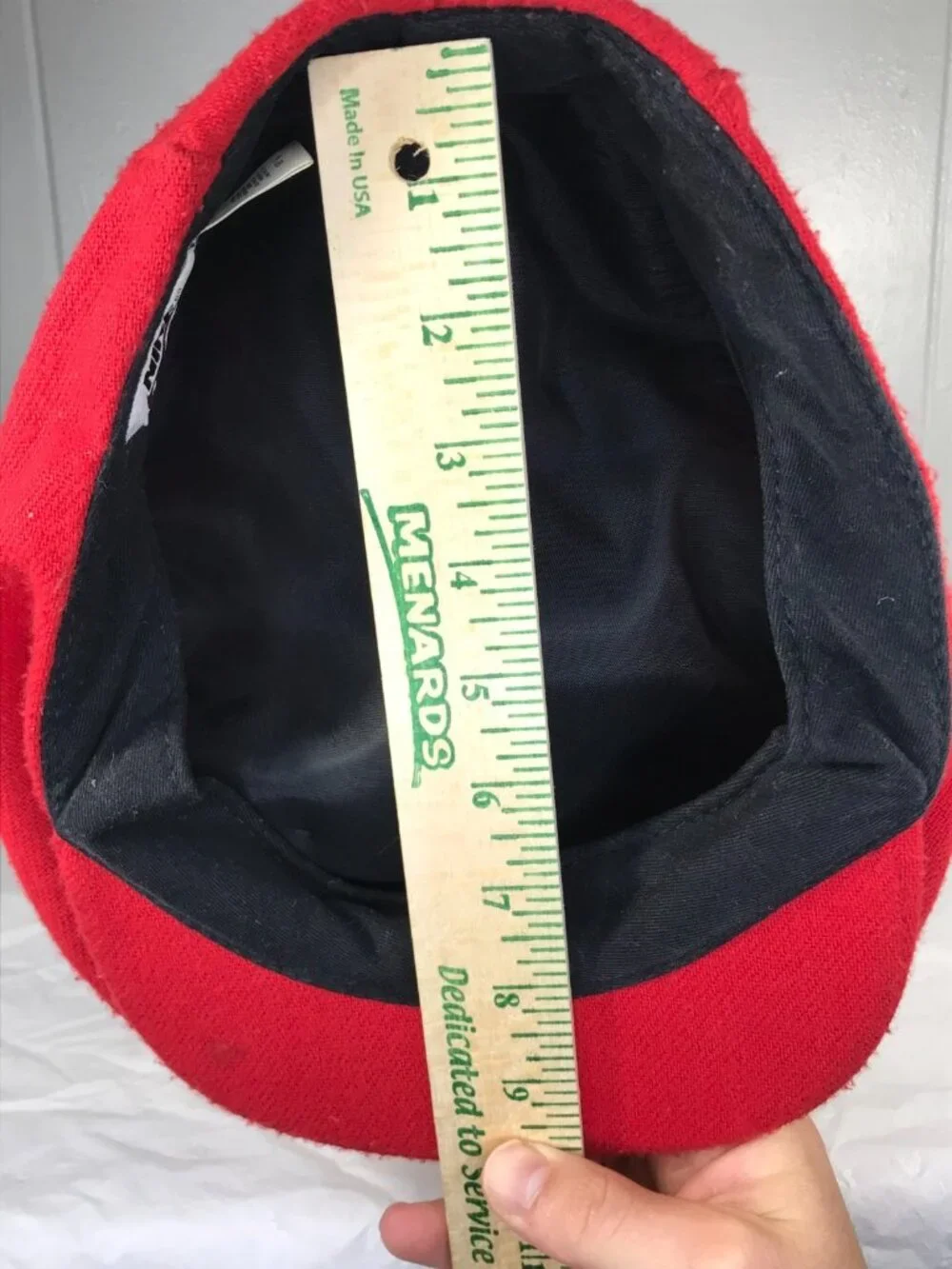 Vintage Nike Swoosh Logo Red Flat Cap XL Wool Newsboy Cabbie Golf Hat Made USA